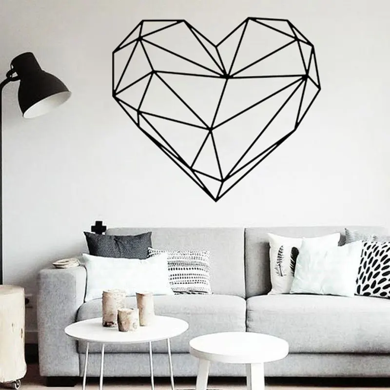 E 3021 الشمال نمط هندسي شكل قلب ملصقات الحائط للمنازل مكتب الاطفال غرفة وتخزين ديكور صوفا خلفية الجداريات
