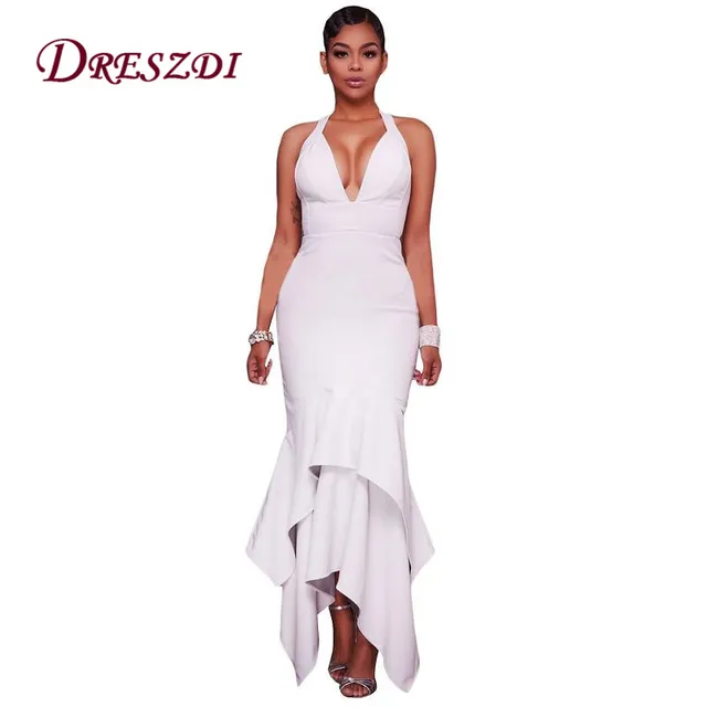 Dreszdi Elegant Women Spaghetti Strap Asymmetric Hemline Party Dreszdi Elegant Women Spaghetti Strap Asymmetric Hemline Party Dresses Cross Back Long Bodycon Formal Wear Maxi