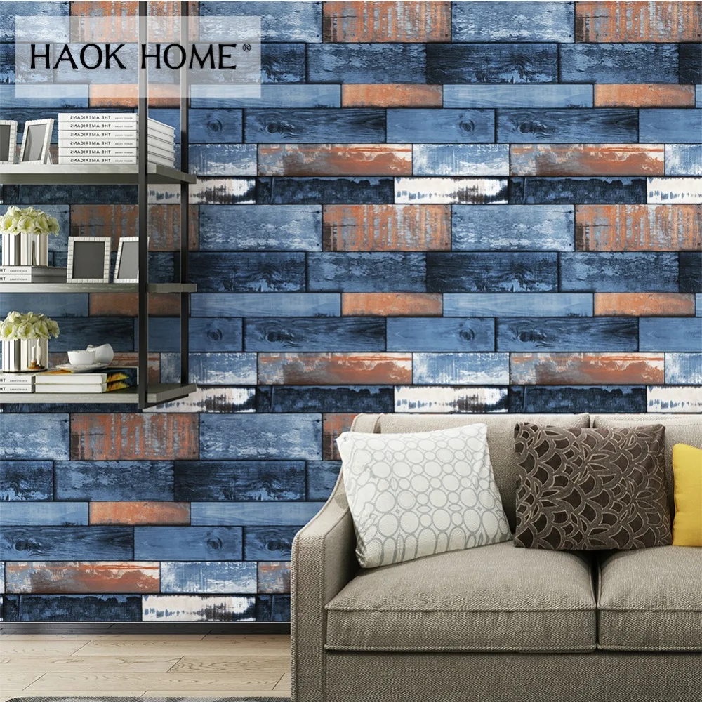 HaokHome деревянная планка настенная бумага для стен 3D 0 53 М * 10 м ПВХ Современная