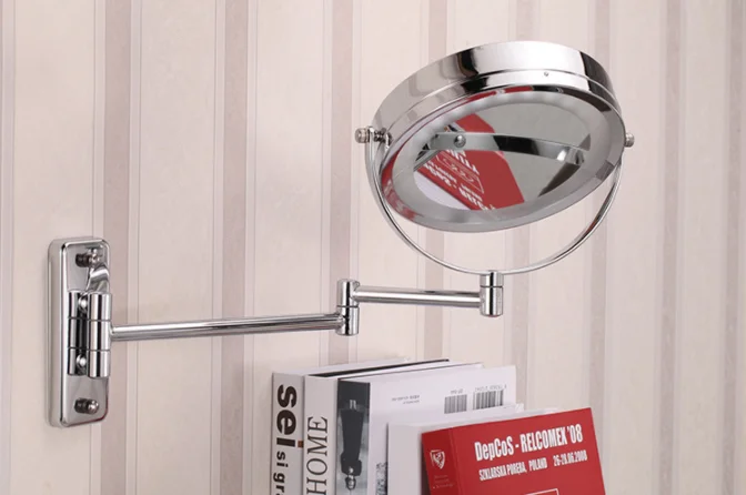 Креативное Настенное подвесное светодиодный зеркало, простое телескопическое Складное двухстороннее туалетное зеркало для ванной комнаты, индивидуальное зеркало для макияжа Q422