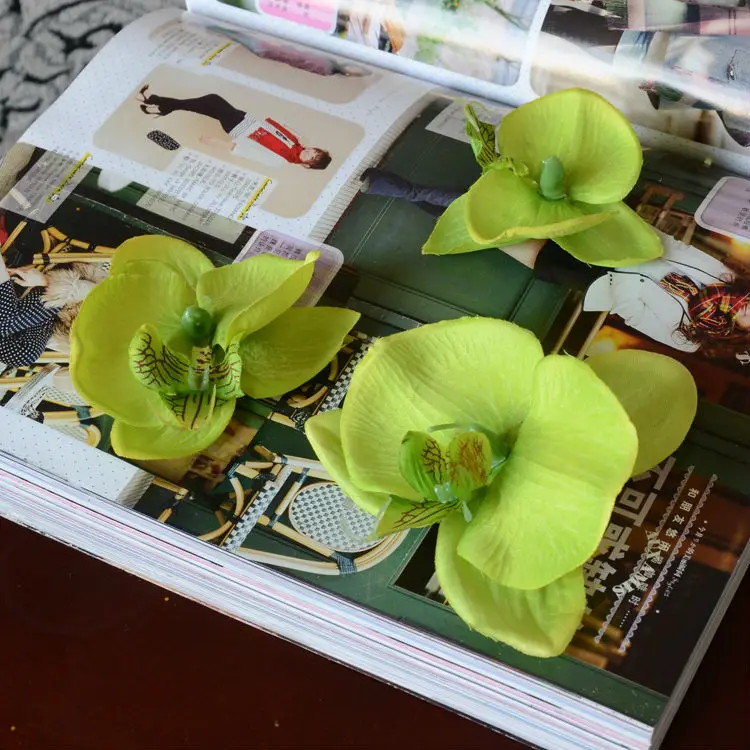 Цветные искусственные головки Орхидеи 50 шт./лот шляпа своими руками для обуви и одежды с цветочным узором Свадебные украшения Арка стена цветы
