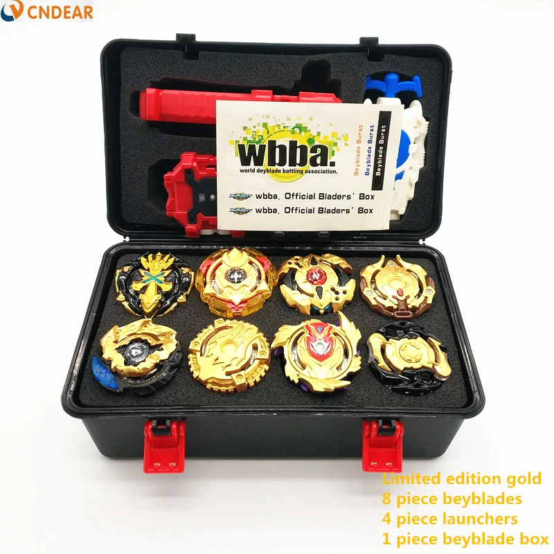 De Oro estilo Kai Watch Land Bey Blade de juguete Metal Funsion Bayblade Set Box con mango lanzador de caja de plástico juguetes para los niños juguetes - 1