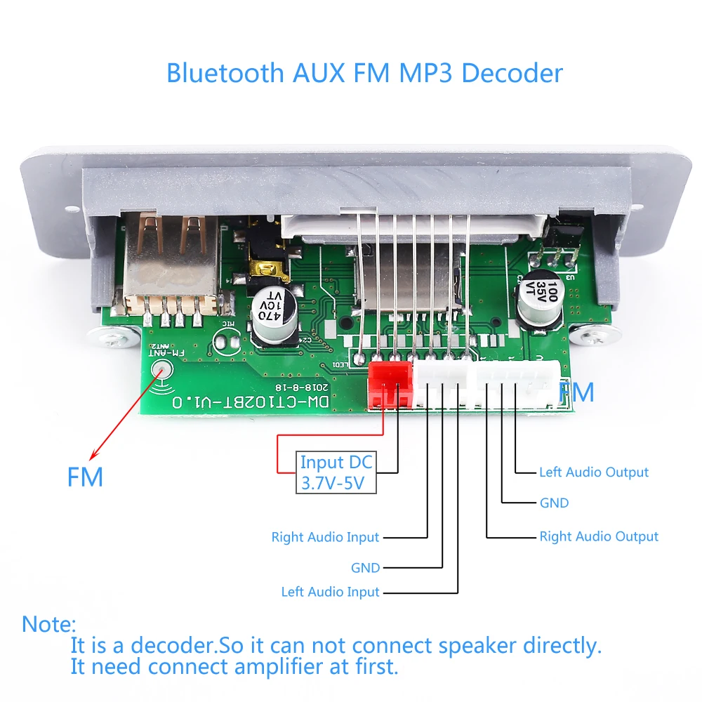 Модуль fm-приемника 5 в MP3 декодер плата Bluetooth AUX вход дистанционное управление Поддержка TF карта u-диск без потерь аудио