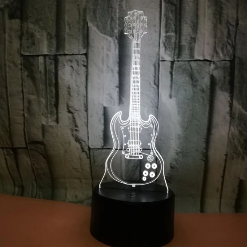 Цветная гитара сенсорный 3d лампа Иллюзия светодиодный ночник USB атмосфера