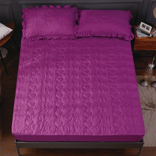 1pc Fitted Quilted Bedspread Sheet Cover Piece Thick Mattress Cover Bed Mat Slip 1.8m Protective
