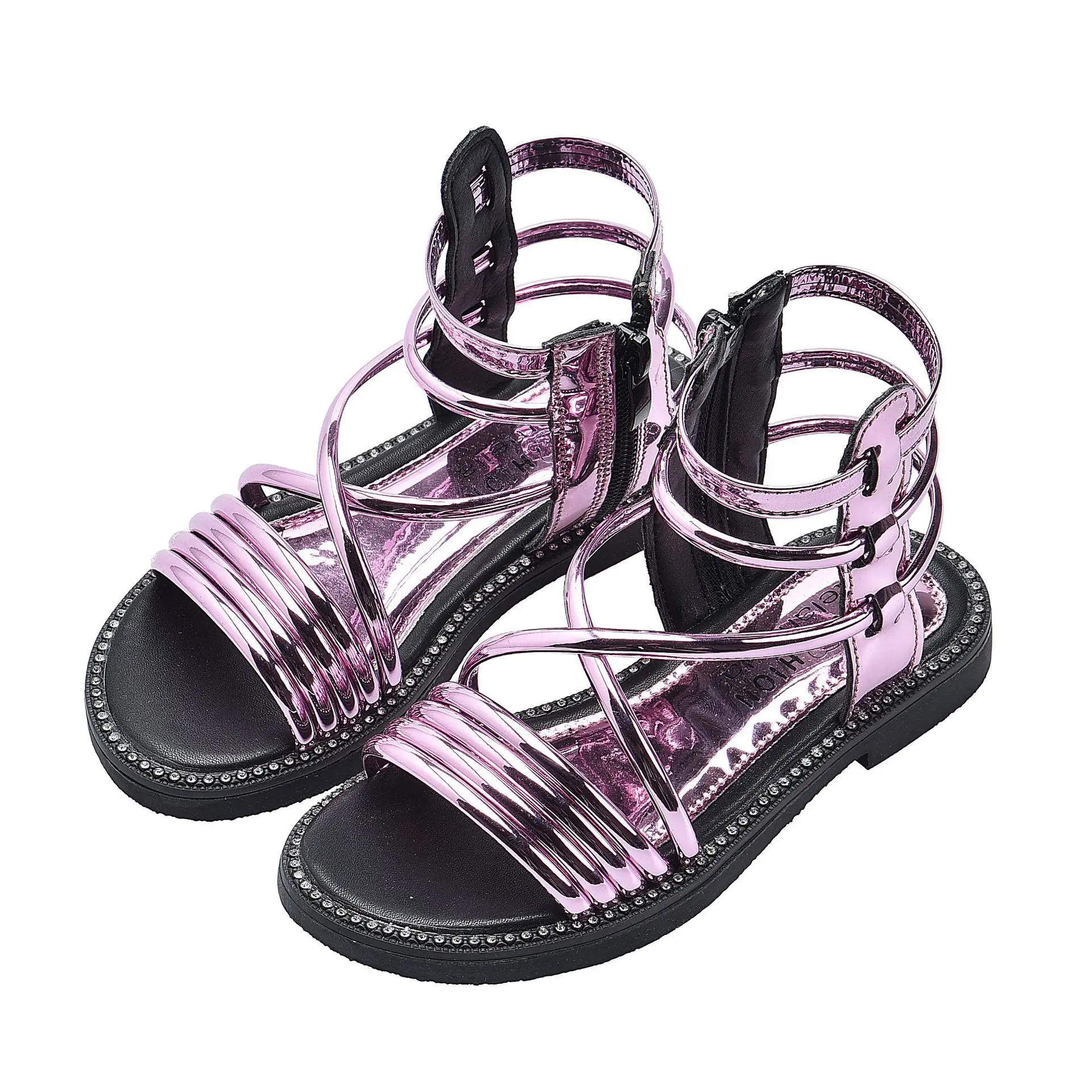 

Summer Fashion Roman High-top Girls Sandals Kids Gladiator Sandals Toddler Child Cool Girls Patent Leather High Quality Shoes