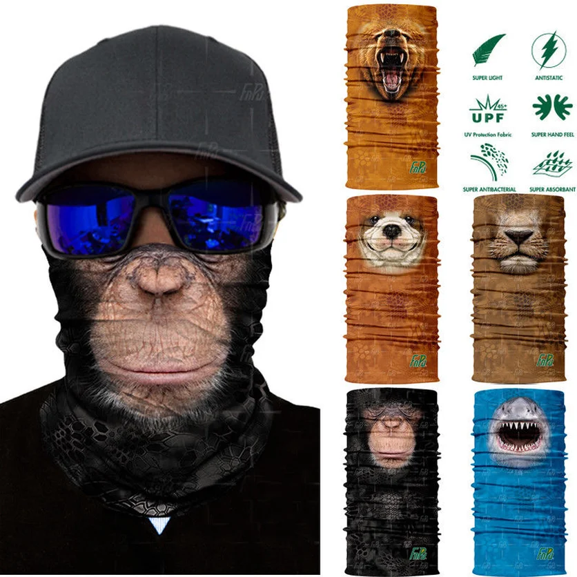 

Multi-function Magic Headscarf 3D Animals Polyester Masks Printing Hood Outdoor Sunscreen Cover Riding Collar Masquerade 2019