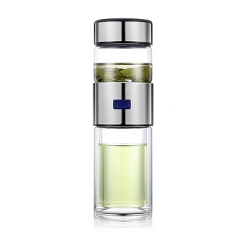 

New Tea Separation Double Glass Cup Tea Coffee Business Gift Cup Quality Transparent Glass Water Bottle With Tea Filter