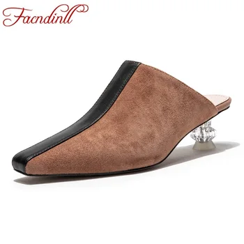 

FACNDINLL brand women sandals new 2019 summer fashion genuine leather sexy high heels shoes woman dress party casual sandals