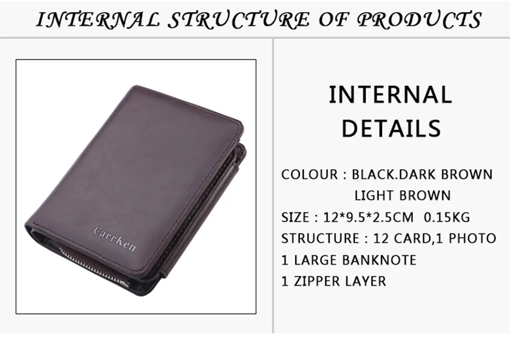 Men Fashion Wallets Coin Pocket ID Card holder Purse Clutch Zipper Coin Bag Gift New Carteira Masculina