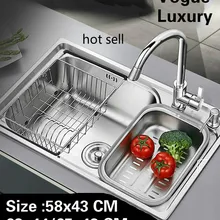 Квартира vogue мини кухня один корыто раковина Роскошные мыть овощи 304 нержавеющая сталь 58x43/62x44/65x43 см