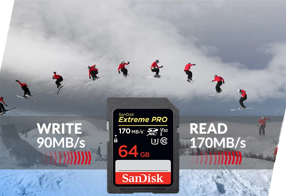 Sd-карта SanDisk Extreme PRO, 128 ГБ, 64 ГБ, 32 ГБ, 16 ГБ, 256 ГБ, 512 ГБ, SDHC, UHS-I, высокая скорость, класс 10, 95 МБ/с./с, V30 для камеры
