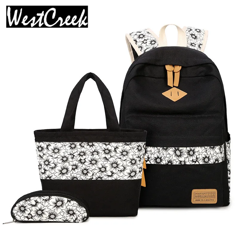 Fashion Flower Women Bagpack Purse Canvas School Student Backpacks for Teenage Girls Japanese Style for Shoulder