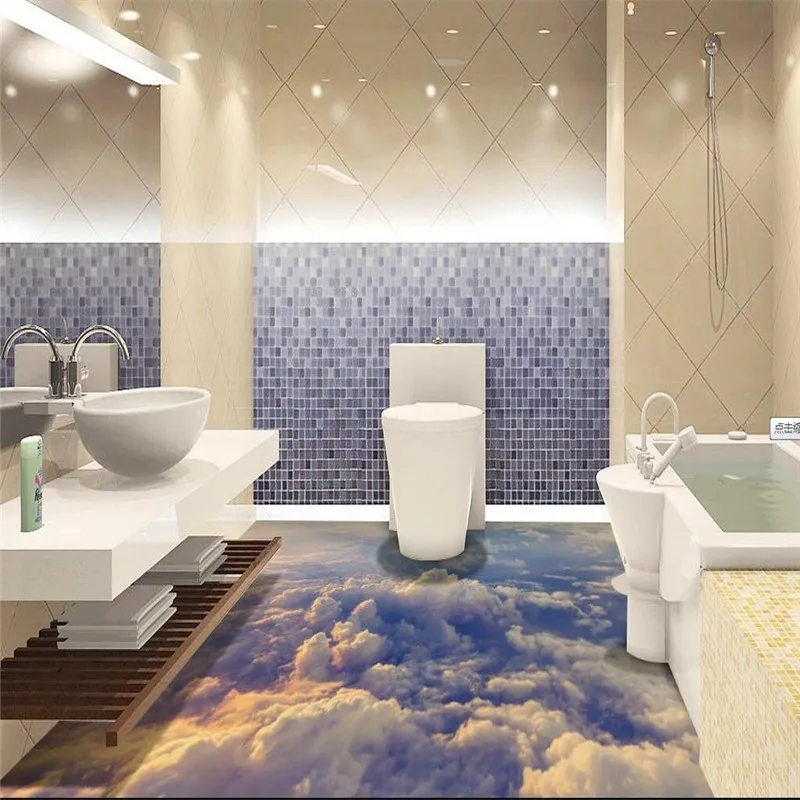 

Modern Custom 3D floor mural Boundless sky clouds non-slip waterproof thickened self-adhesive PVC Wallpaper