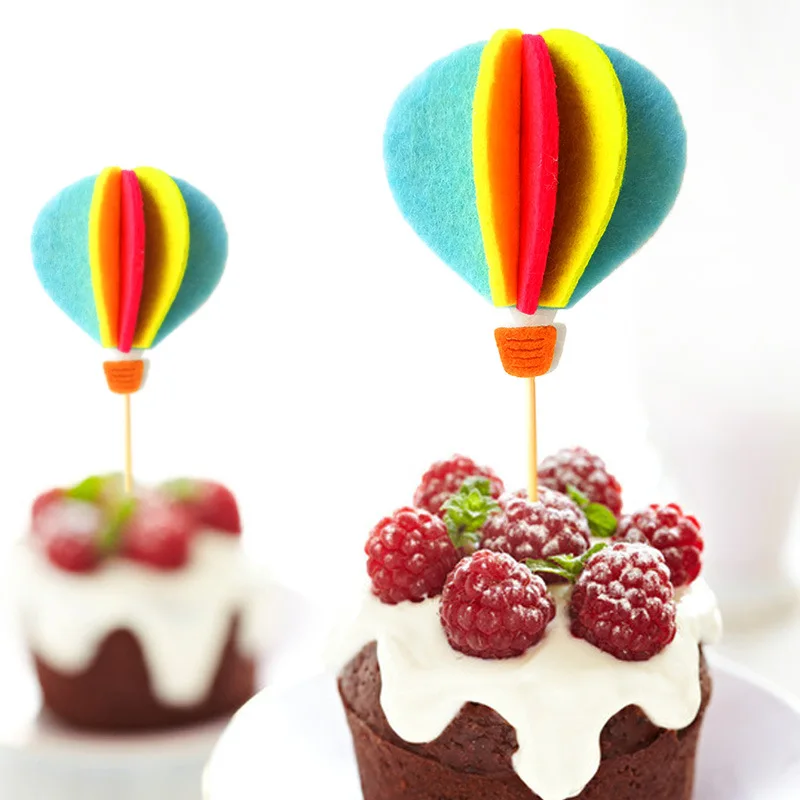 

5pcs/Pack 3D Cute Colorful Hot Air Balloon Cake Toppers Engagement Birthday Wedding Decorations