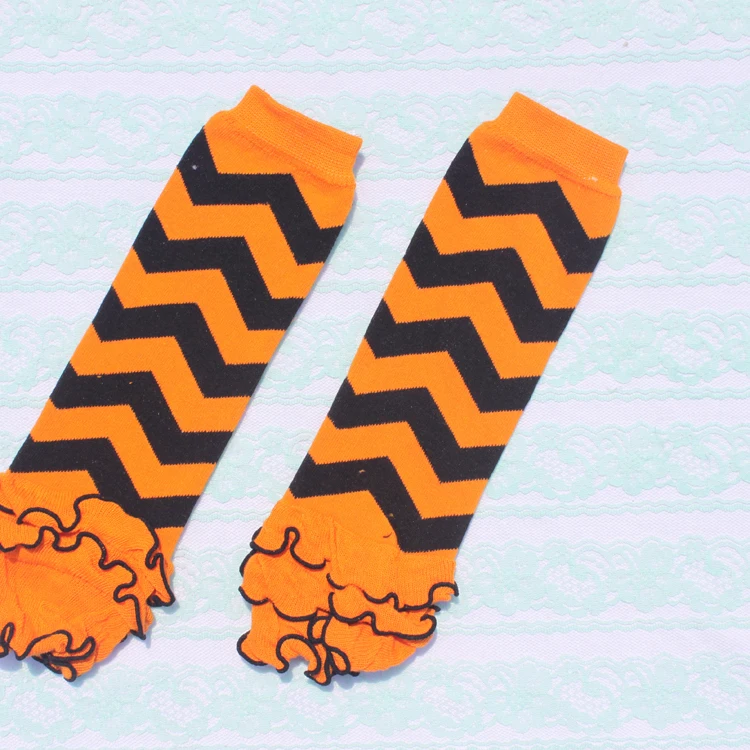 baby leg warmers Children cotton Lace orange black waves leg warmer