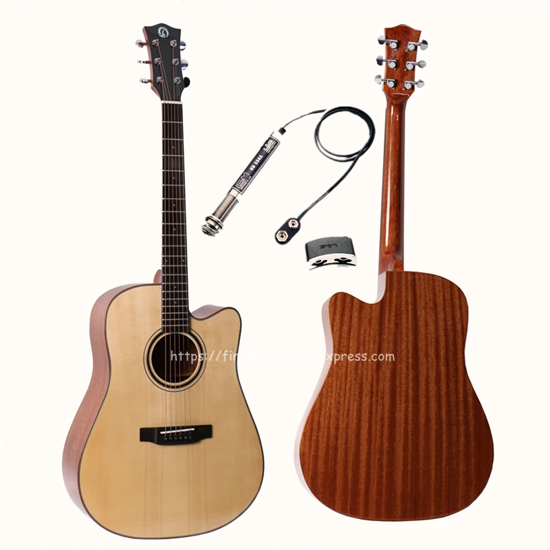 

Professional Cutaway 41" Electric Acoustic Guitars,Solid Spruce Top/Mahogany Body guitarra eletrica With LCD Pickup +Hard case
