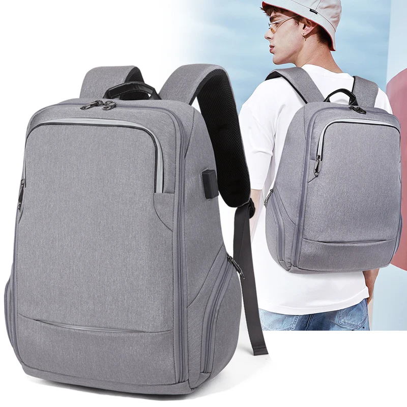 

School Backpacks 15.6 Inch Laptop Backpack Male USB Charge Anti-theft Waterproof Bag Pack for Men Boy Notebook Rucksack PCN072