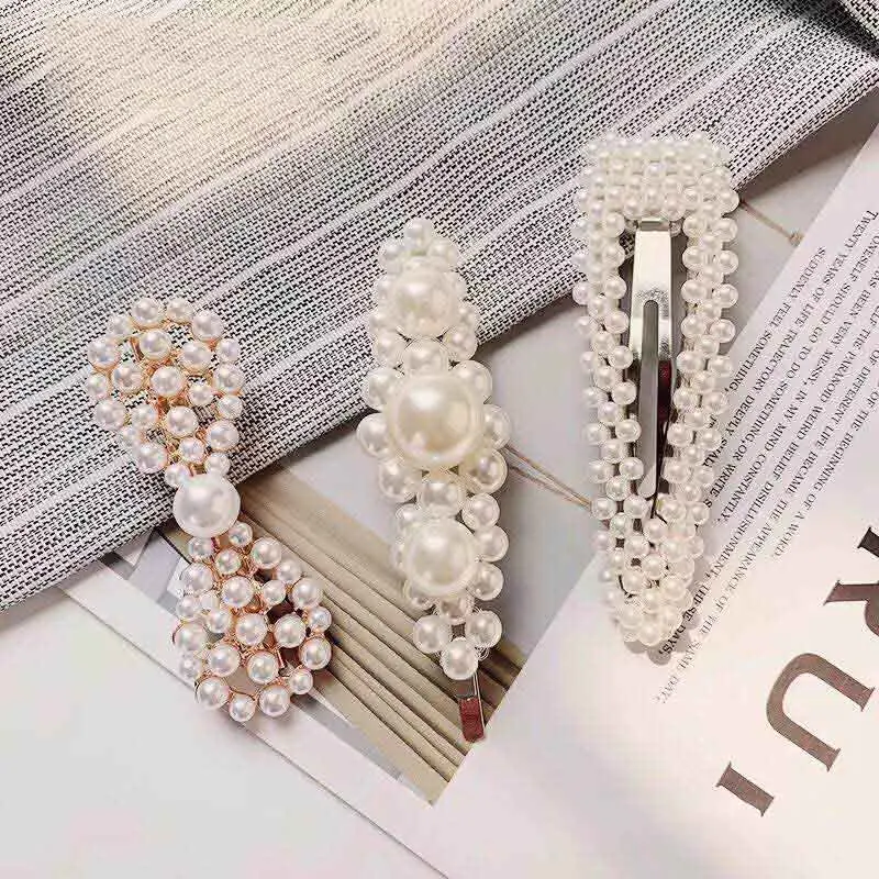 three pieces D M MISM, полностью жемчужные заколки для волос для женщин, модные, милые, имитация, корейский стиль, шпильки, сплав, BB, заколка для волос, аксессуары для волос для девочек - Цвет: three pieces D