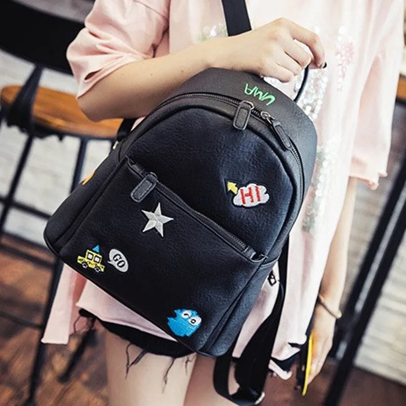 Simple Designer Small Backpack Women White Black Gray Travel PU Leather Backpacks Ladies Fashion Female Rucksack