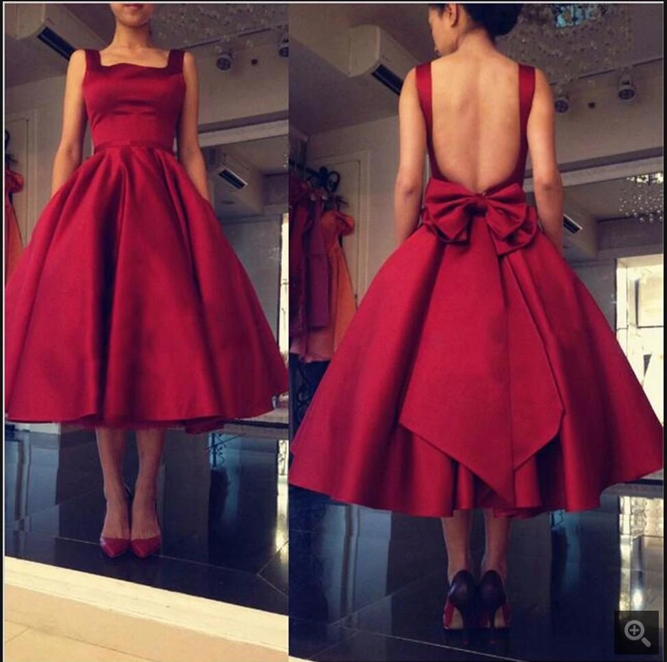 Elegante Vestido corto Borgoña graduación, vestidos de diseñador con lazo sin espalda, vestido de té corte a, vestidos para graduación económicos, vestido de Graduación|designer prom dress|prom dressesprom dresses -