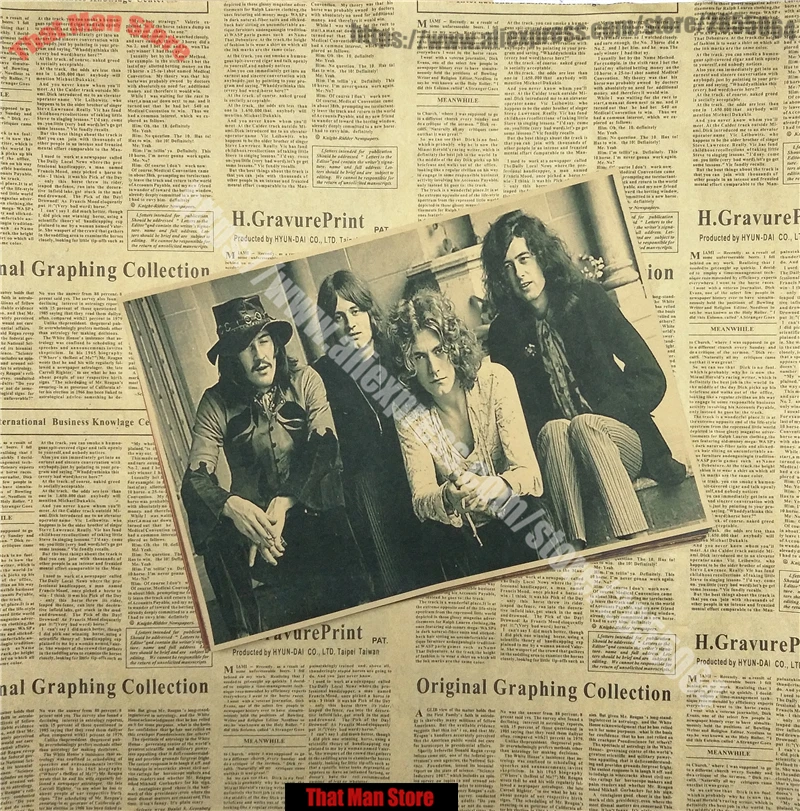 ВИНТАЖНЫЙ ПЛАКАТ Led Zeppelin крафт-бумага ретро-рок постер классический старый группа Ретро плакат 42X30CM