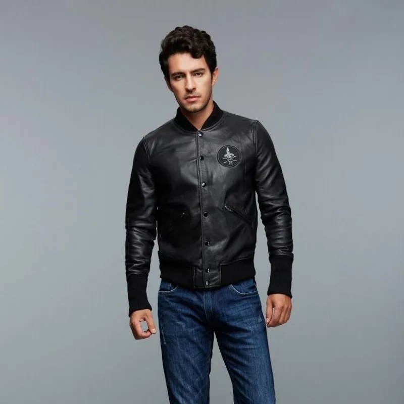 2018 Fashion Genuine Leather Aviation Bomber Jacket Men Casual Black Real Leather Aviator Jacket Sheepskin Motorcycle Streetwear 2018 Fashion Genuine Leather Aviation Bomber Jacket Men Casual Black Real Leather Aviator Jacket Sheepskin Motorcycle Streetwear