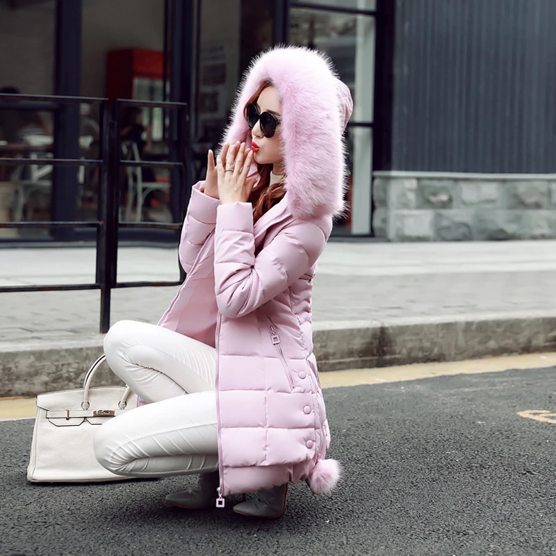 2019 high quality winter jacket women warm long with fur collar female coat cotton padded parka outwear chaqueta mujer