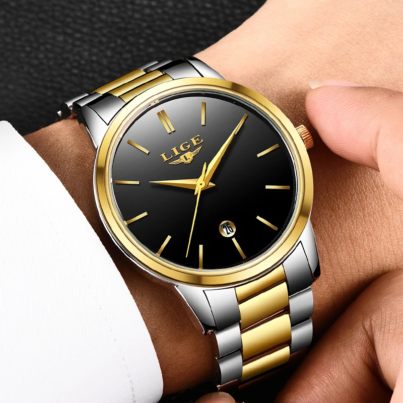 2018 LIGE Mens Watches Top Brand Luxury Military Quartz Watch Men Waterproof Stainless Steel Sport Wristwatch Relogio Masculino