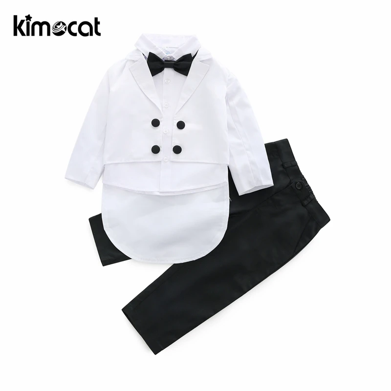 Kimocat/новая модная одежда для маленьких мальчиков; костюм+ рубашка+ брюки; красивое вечернее платье; Костюм Джентльмена для мальчиков; Детский костюм; смокинг