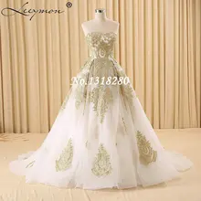 Custom Made Vintage Lace Hot Sale Gold Ball Gown Wedding dresses 2017 Black Bridal Gowns plus size Lace Up Back Weddings W267
