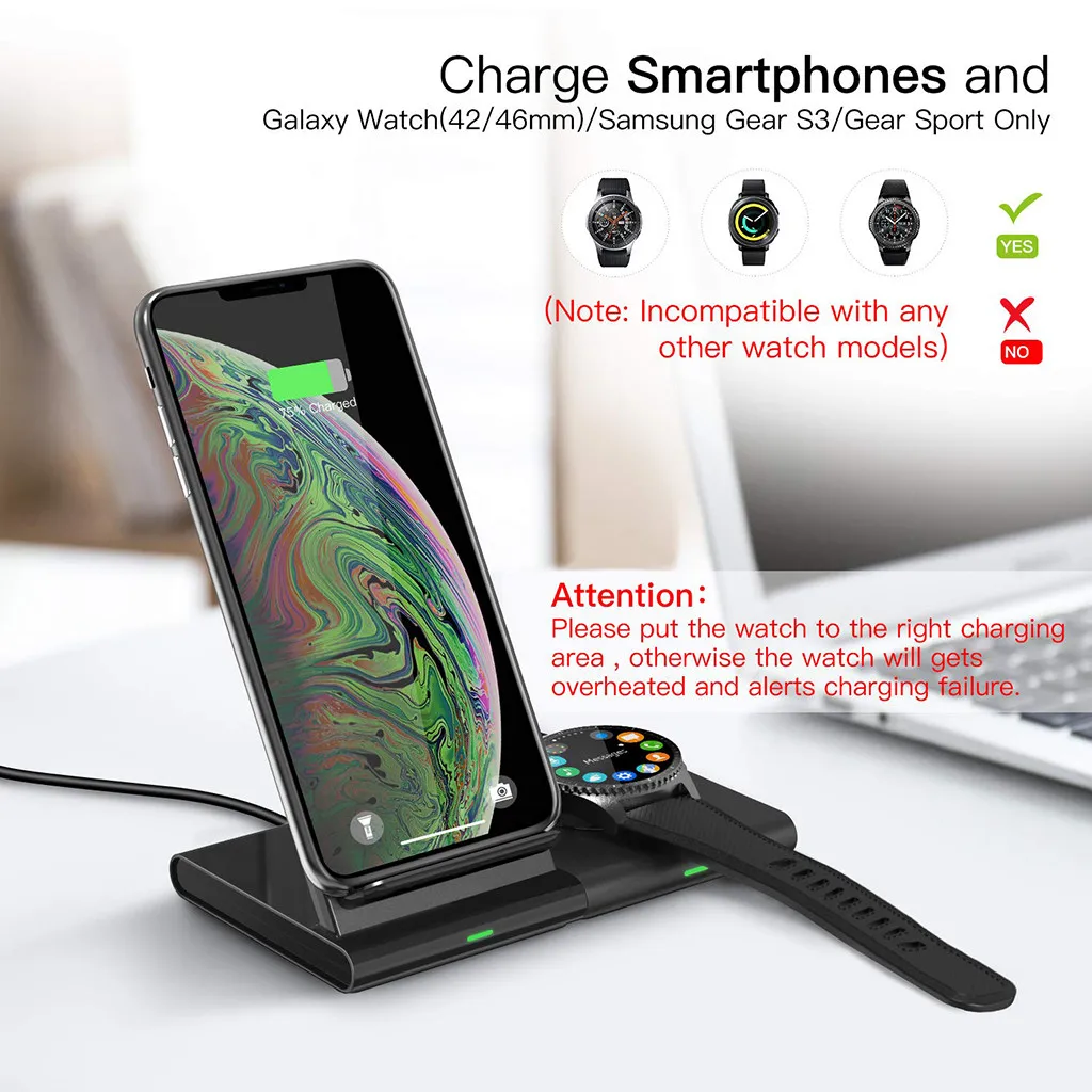

Techhole Store Magnetic Wireless Charger 2 in 1 Fast Charge Stand for iPhone XS Apple Airpod 2 Samsung S10 Charger Holder