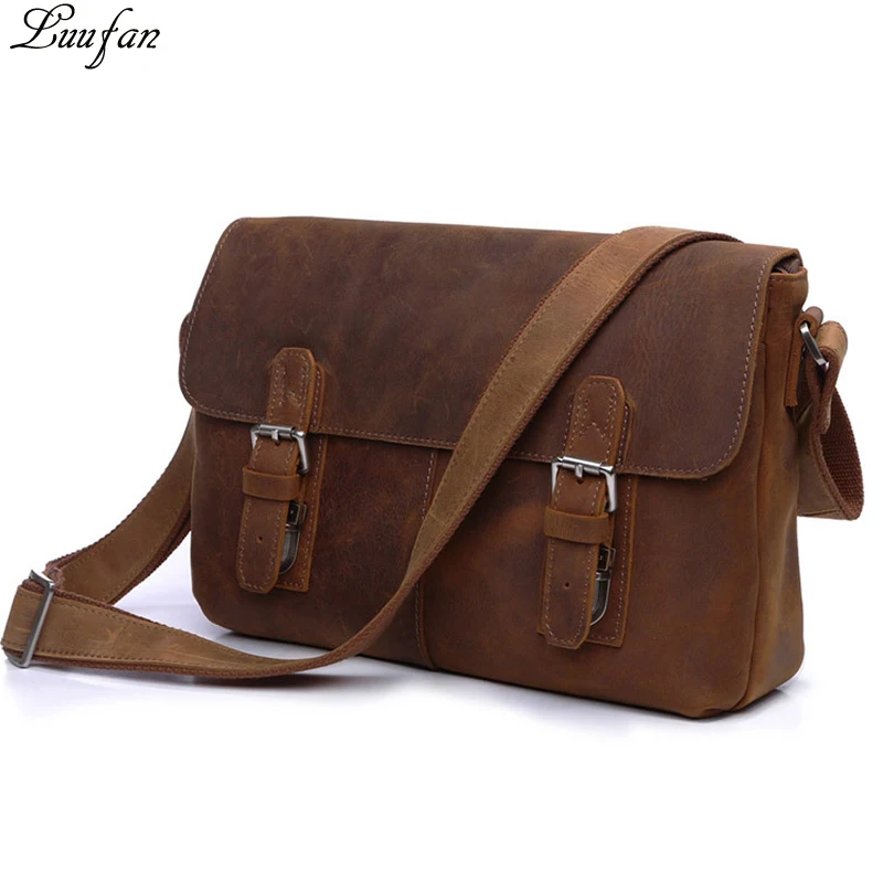 2017 High quality Genuine Leather shoulder bag unisex leather messenger