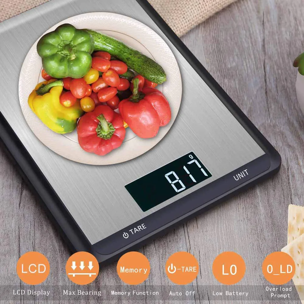 

High precision Kitchen Scale 11lb/5kg 1g LCD Electronic Backlight Food Diet Weighing Scale Digital Measuring Gram Accurate