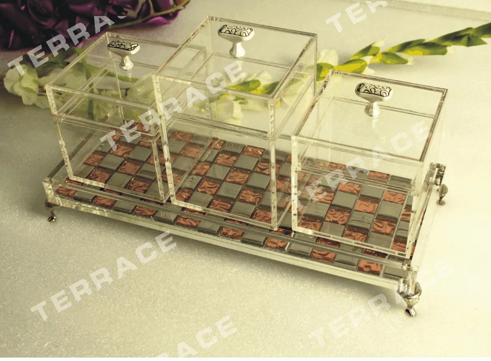 

(4pcs/lot) Crystal Lucite Make Up Cosmetic Vanity Case,Acrylic Storage Jewellery Beauty Box