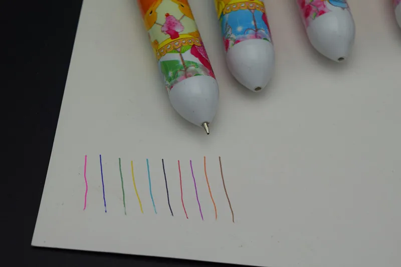 Шариковые ручки оптом, креативная Милая мультяшная 10 цветов, шаровая ручка, многоцветная оригинальная ручка, канцелярские принадлежности для офиса