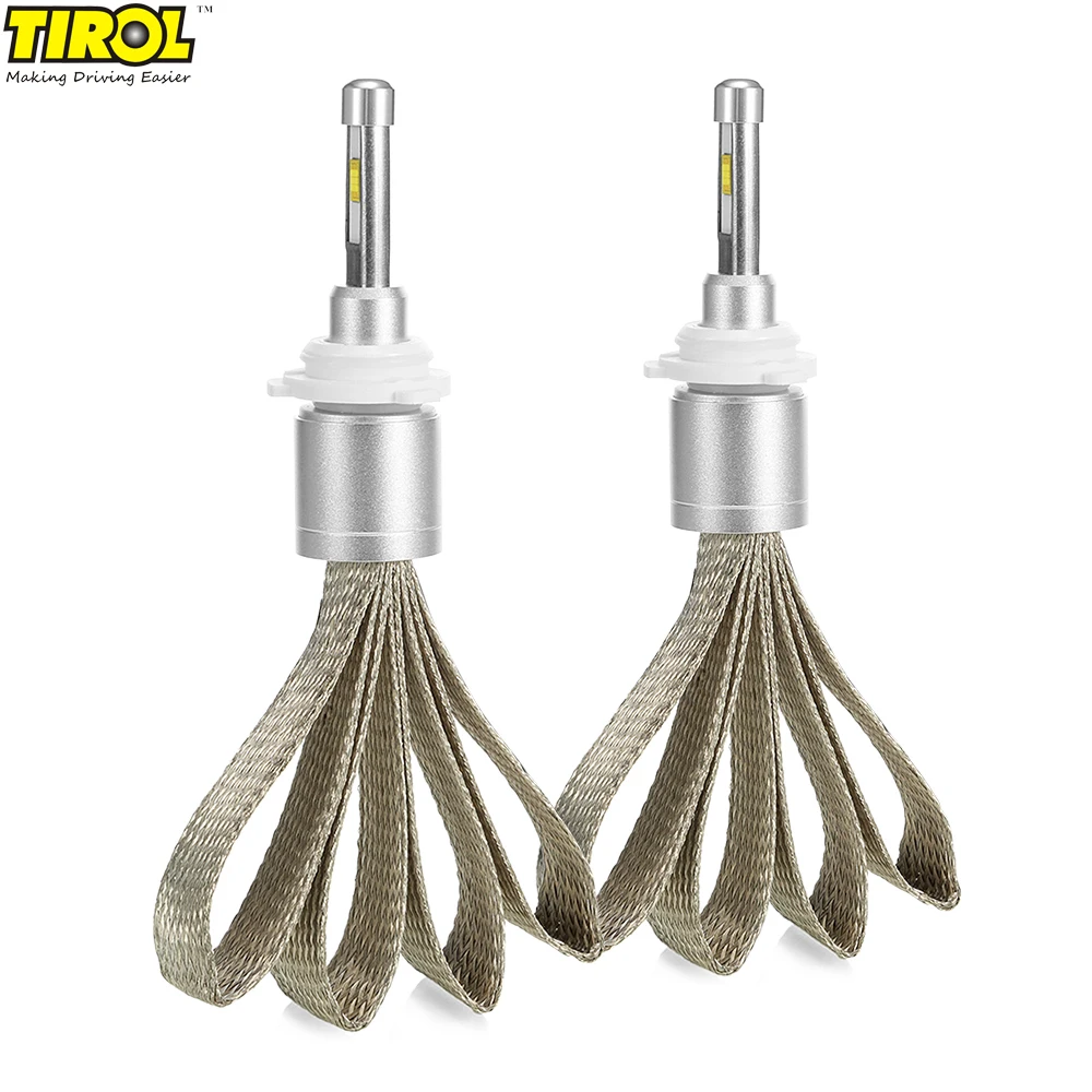

Pair Tirol Car HB4 9006 LED Headlights Auto Front Bulb Automobiles 360 Beam 4800LM Headlamp Aluminum Super White Light Lamps