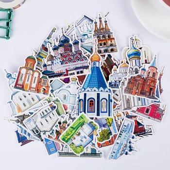 

57pcs/pack Cute building for phone car Label Decorative Stationery Stickers Scrapbooking DIY Diary Album toy Stickers Children
