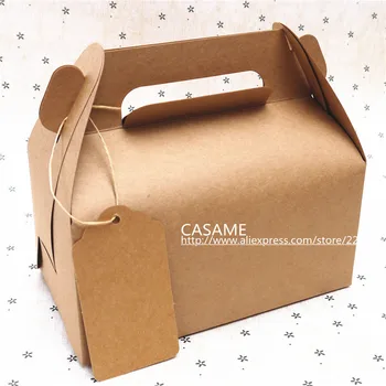 

[10 PCS] big & small portable west point mousse dessert packing box Cake Kraft Paper Boxes with Handle