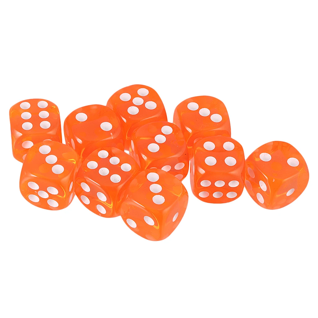 Pack of 10pcs Acrylic  Standard  Size Blank D6 Dice for D&D TRPG Party Board Game Toys            