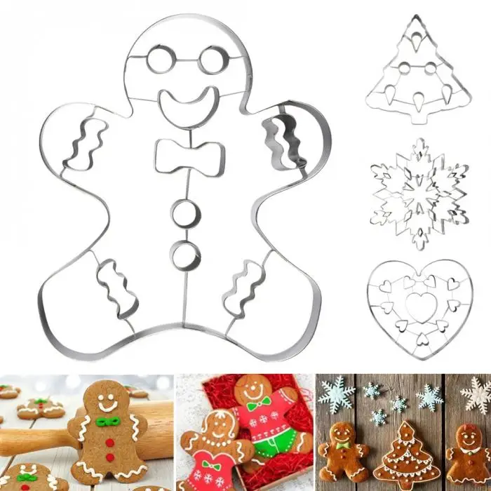 Stainless Steel Christmas Tree Snowflake Biscuit Cutter Mold Cake Decor Baking Tool TN88