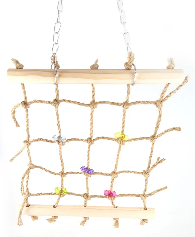 Parrot Hammock Climbing Bird Rope Net Swing Ladder Toys for Squirrel Birds 