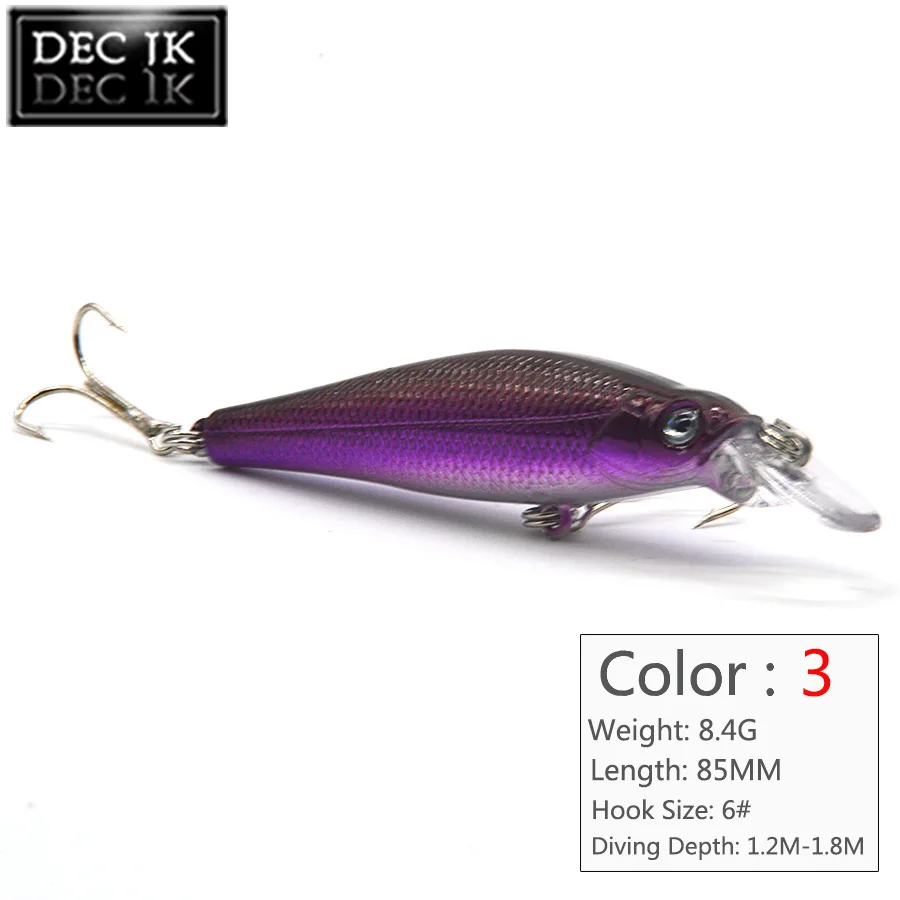 8PCS Minnow Sea Fishing Lure Peche Crankbaits Artificial Bait Lot For Pike With Hook In River Swimbait Jerkbait Hard Baits Set (3)