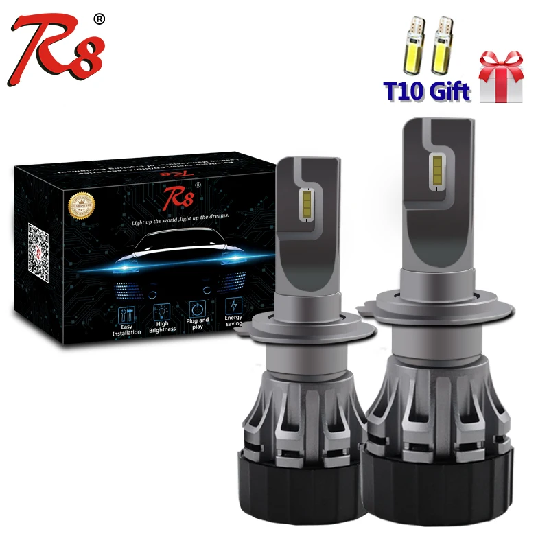 Beste R8 Nieuwe Ontwerp 6 st Auto Koplamp Auto Mini H1 H4 H7 H11 HB3 HB4 LED Lamp 50 w 5800LM plug en Play Flip CSP LED Chips 6500 k Wit