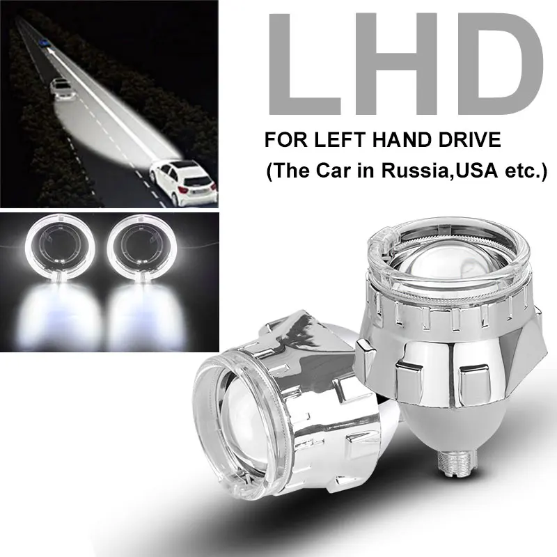 2 шт. 2,5 дюймов Автомобильный головной светильник bi xenon HID angel eyes автомобильный проектор Объектив Bi led WST светильник для использования лампы H1 с H4 H7 автомобильный Стайлинг - Цвет: white LHD