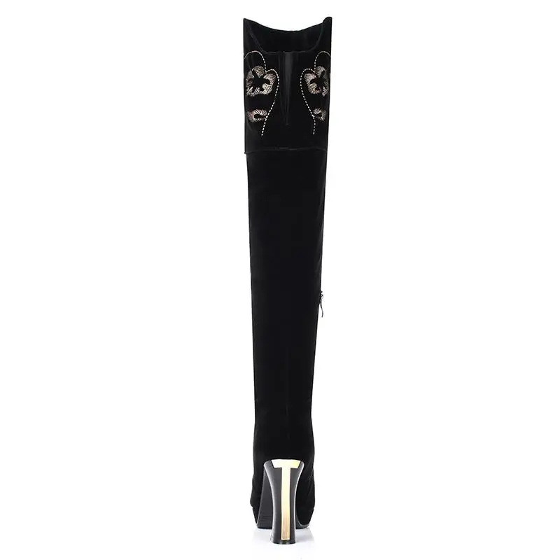 Épais Au Smeeroon Hiver Hauts Garder Sexy Talons Haute Troupeau Chaussures Plate Bottes Chaud Noir Cuisse Avec Sur Genou 2018 forme Le 9DI2WEHY
