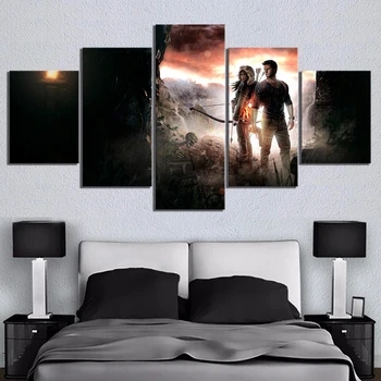 

5 Piece Canvas Art Uncharted The Lost Legacy Game Poster Paintings Fantasy Art HD Wall Picture for Living Room Decor