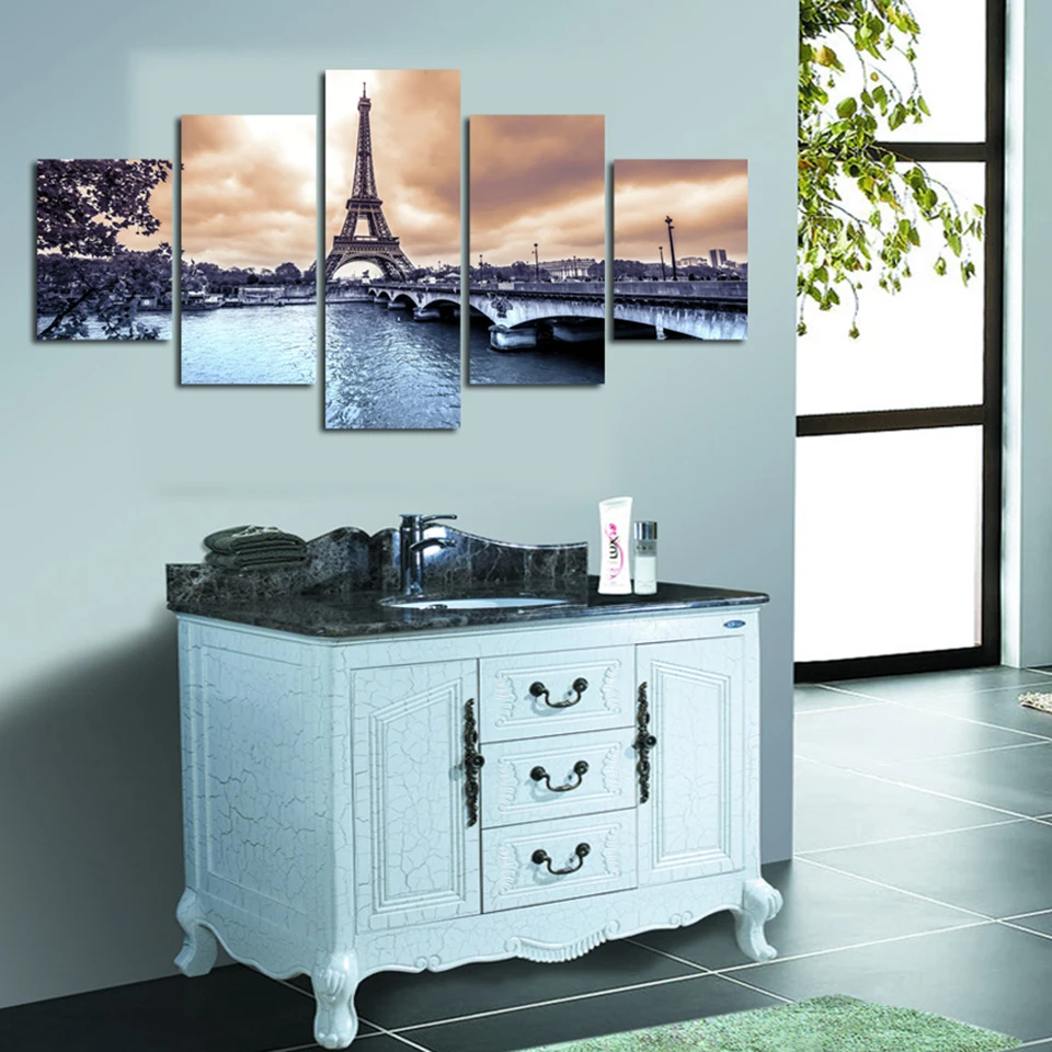 

Vintage Home Decor Paintings On Canvas 5 Panel The European Cities Scenery Framework Pictures Posters Prints On The Wall