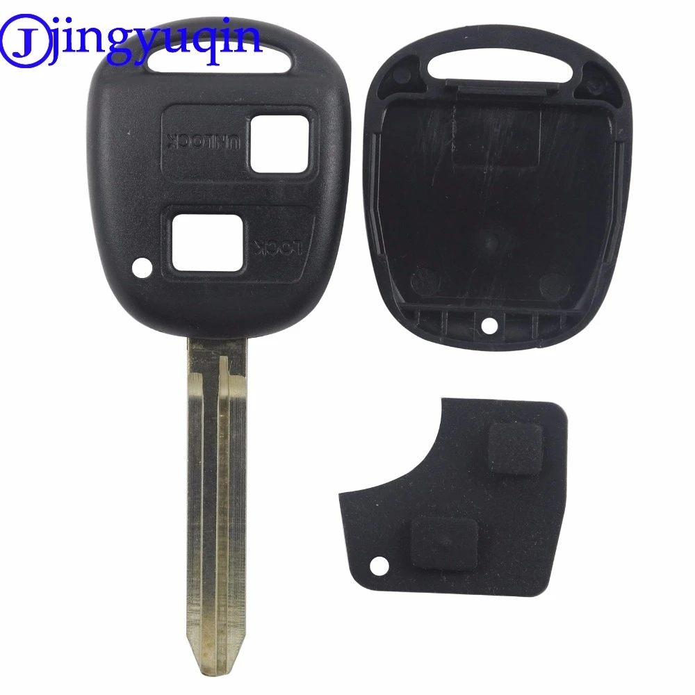 

jingyuqin Uncut Blank Remote Key Shell Case for Toyota Avensis Yaris Auris 2/3 Buttons Key Cover + rubber pad Replacement