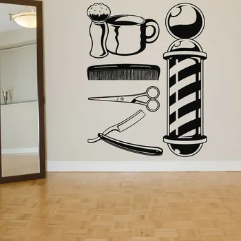 

Best Selling Barber Shop Logo Window Decoration Hair Salon Wall Sticker Hair Stylist Hair Tools Barber Shop Beauty Salon LW32
